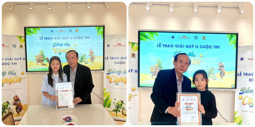 Cây viết trẻ Trần Thảo Anh (bên trái) và Vũ Diệu Linh (bên phải)