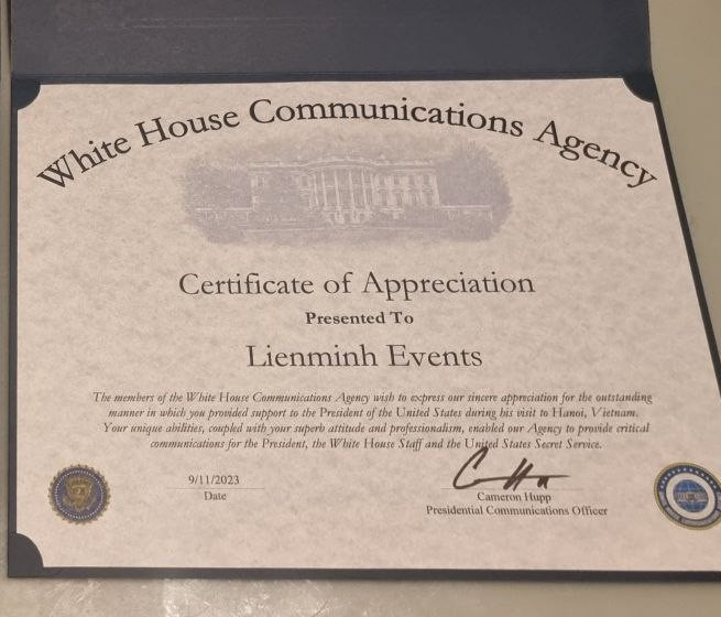 Kỷ niệm phục vụ tiếp đón Tổng thống Mỹ Joe Biden tới Hà Nội vừa mới đây