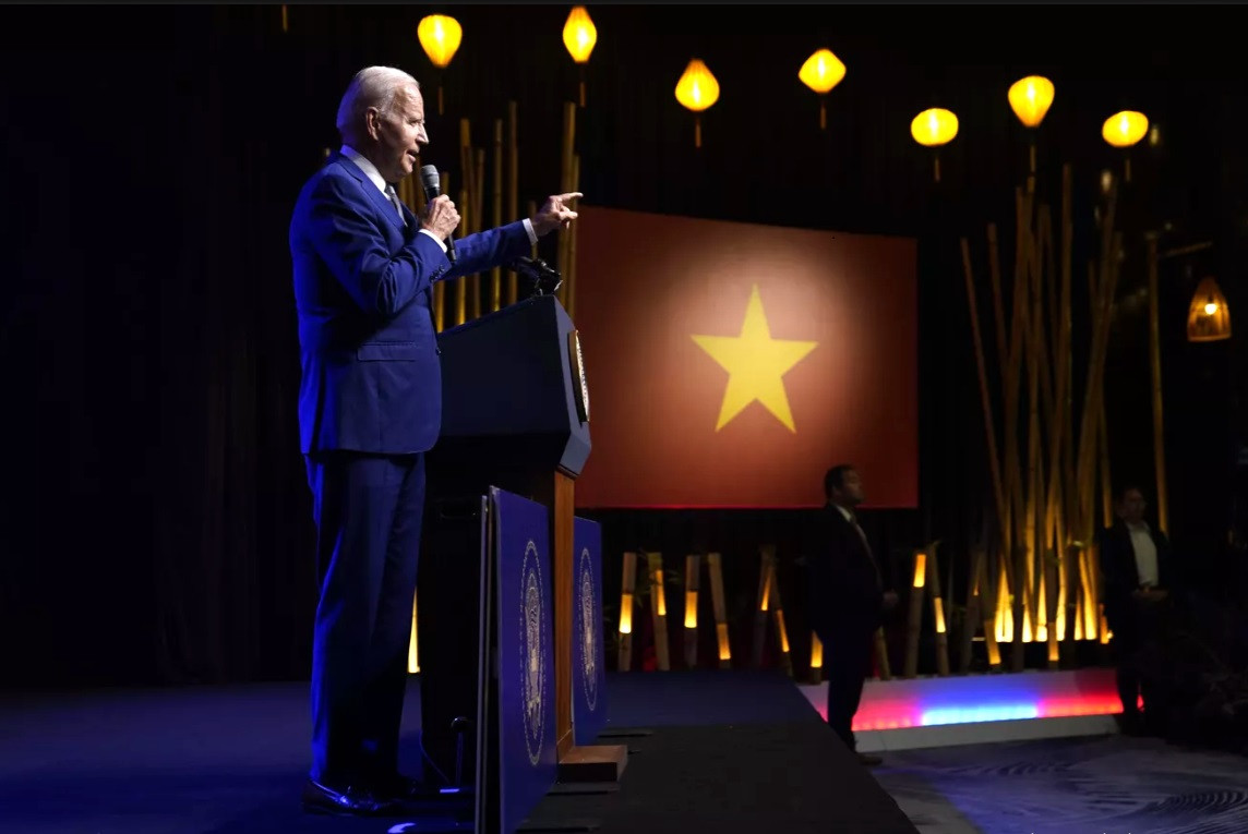 Cây tre trong phòng họp của Tổng thống Mỹ Joe Biden ở Khách sạn JW Marriott Hà Nội