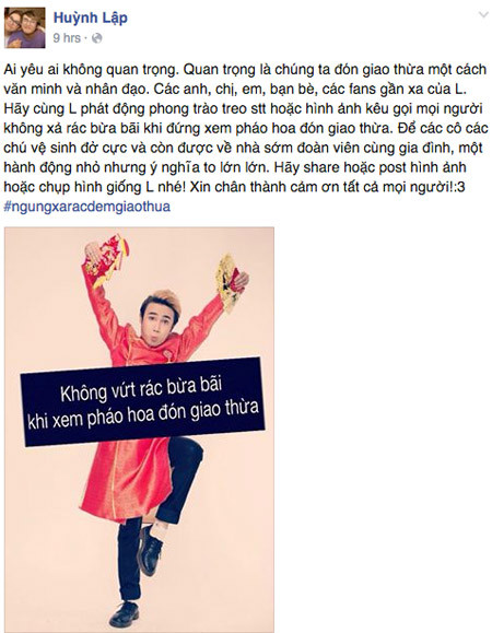 Nghệ sĩ Việt kêu gọi "Ngưng xả rác đêm Giao thừa" ảnh 1