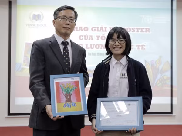 Học sinh Vinshool đoạt giải Nhì thế giới cuộc thi vẽ "Chống đói nghèo" ảnh 2