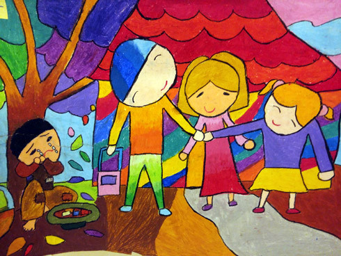 Hơn 100 bức tranh ấn tượng, truyền tải thông điệp "Cùng loại bỏ bạo lực với trẻ em" ảnh 12