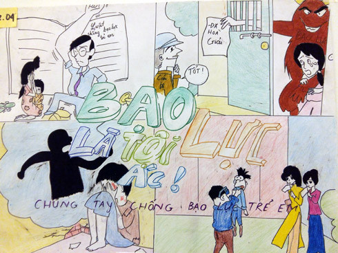 Hơn 100 bức tranh ấn tượng, truyền tải thông điệp "Cùng loại bỏ bạo lực với trẻ em" ảnh 7