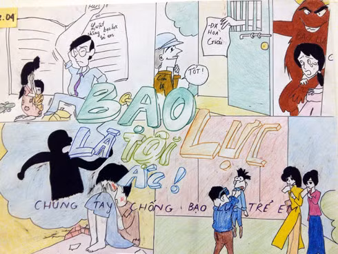 Hơn 100 bức tranh ấn tượng, truyền tải thông điệp "Cùng loại bỏ bạo lực với trẻ em" ảnh 7