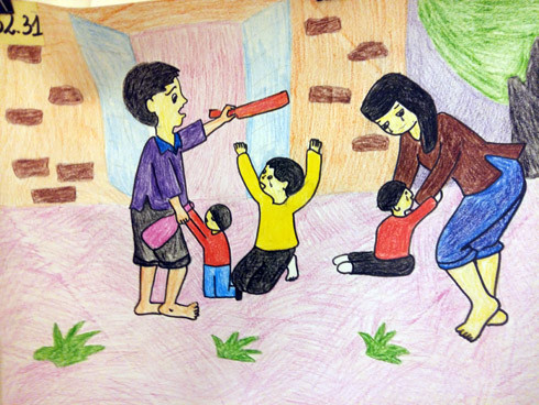 Hơn 100 bức tranh ấn tượng, truyền tải thông điệp "Cùng loại bỏ bạo lực với trẻ em" ảnh 11