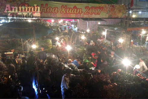 Trắng đêm ở chợ hoa Quảng Bá ngày cận Tết ảnh 1