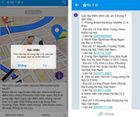 Bộ Y tế hướng dẫn tra cứu điểm tiêm vaccine gần nhất qua Zalo ảnh 2