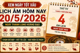 Lịch âm hôm nay 20/5/2026: Chọn giờ hoàng đạo hút tài lộc, thuận công việc