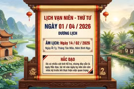 Lịch âm hôm nay 1/4/2026: Ngày Hắc đạo, cần thận trọng xuất hành và cưới hỏi