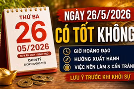Lịch âm hôm nay 26/5/2026: Ngày xấu hay tốt, xuất hành giờ nào thuận lợi?