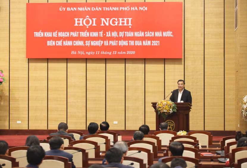 Chủ tịch UBND TP Chu Ngọc Anh phát biểu tại hội nghị