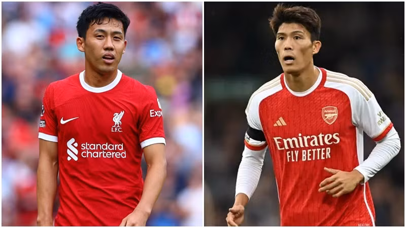 Takehiro Tomiyasu (Arsenal) và Wataru Endo của Liverpool (trái) là hai trong số những ngôi sao Nhật Bản nổi bật nhất Takehiro Tomiyasu (Arsenal) và Wataru Endo của Liverpool (trái) là hai trong số những ngôi sao Nhật Bản nổi bật nhất