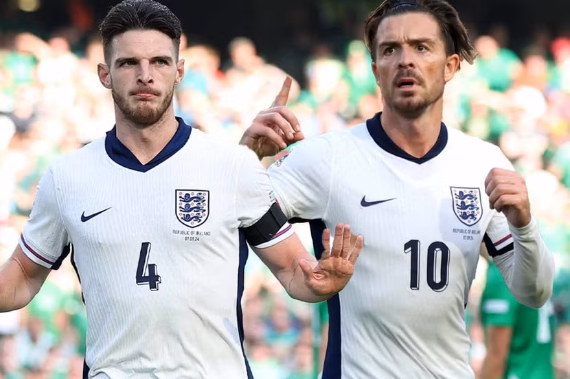 Declan Rice và Jack Grealish cùng ghi bàn vào lưới Ireland