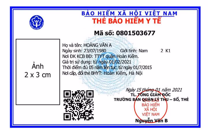 Mặt trước thẻ bảo hiểm y tế mẫu mới