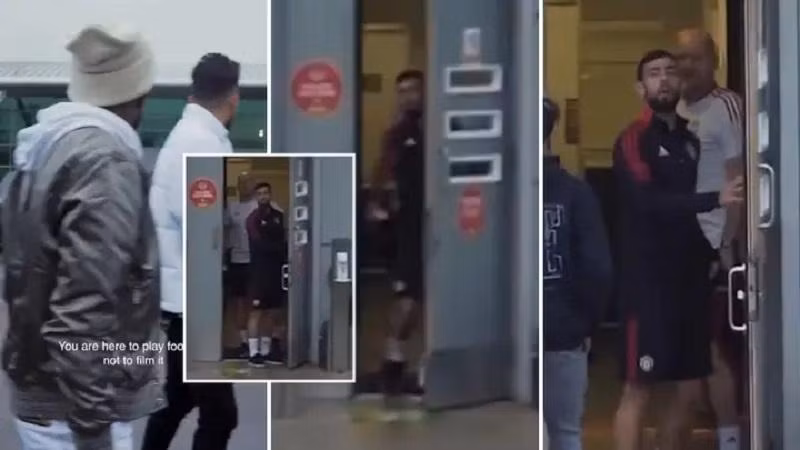 Fernandes chửi Fred và Telles vì quay phim trên sân tập MU Fernandes chửi Fred và Telles vì quay phim trên sân tập MU