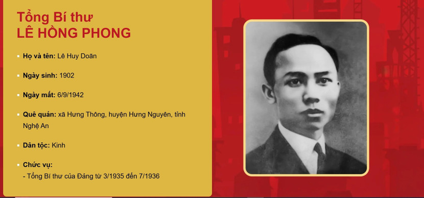 Đại hội đại biểu toàn quốc lần thứ nhất của Đảng đã bầu đồng chí Lê Hồng Phong làm Tổng Bí thư.