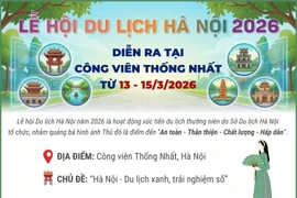 Lễ hội Du lịch Hà Nội 2026 diễn ra tại Công viên Thống nhất từ ngày 13 - 15/3/2026