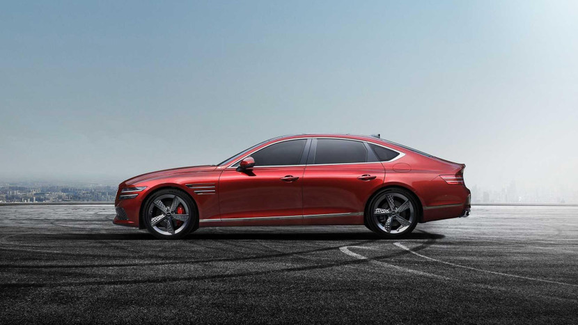 Màu sơn đỏ Cavendish Red là tùy chọn độc quyền của Genesis G80 Sport 2022, giúp làm nổi bật lên từng đường nét của chiếc sedan thể thao cao cấp. Màu sơn đỏ Cavendish Red là tùy chọn độc quyền của Genesis G80 Sport 2022, giúp làm nổi bật lên từng đường nét của chiếc sedan thể thao cao cấp.