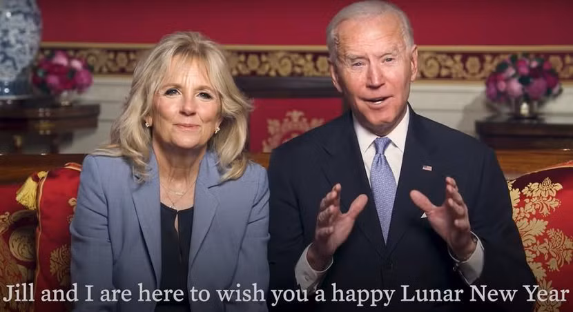 Ông Joe Biden và vợ gửi lời chúc mừng năm mới Tân Sửu đến những người ăn Tết Nguyên đán