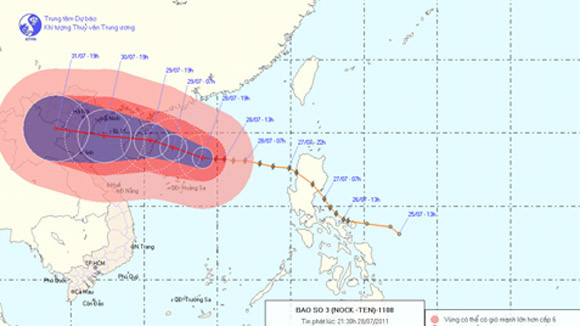 Bão số 3 đang tiến vào Vịnh Bắc bộ ảnh 1