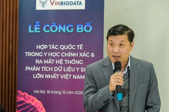 GS Vũ Hà Văn khai mạc Lễ công bố Hợp tác quốc tế trong y học chính xác và ra mắt hệ thống phân tích dữ liệu y sinh lớn nhất Việt Nam.
