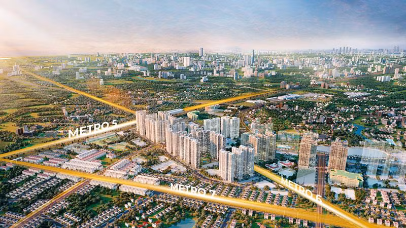 Vinhomes Smart City nằm ngay sát “tam giác metro” gồm 3 tuyến số 5 – 6 – 7, cùng 2 nhà ga được bố trí bên cạnh giúp cư dân dễ dàng sử dụng phương tiện giao thông công cộng hiện đại Vinhomes Smart City nằm ngay sát “tam giác metro” gồm 3 tuyến số 5 – 6 – 7, cùng 2 nhà ga được bố trí bên cạnh giúp cư dân dễ dàng sử dụng phương tiện giao thông công cộng hiện đại