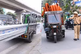 Xử lý xe ba bánh chở hàng cồng kềnh vào nội thành Hà Nội