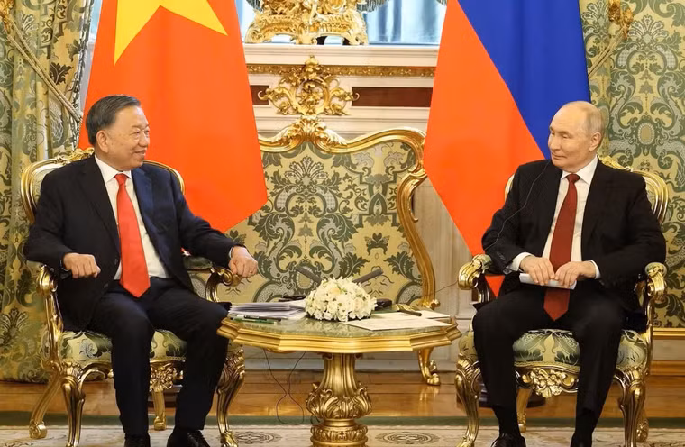 Tổng Bí thư, Chủ tịch nước Tô Lâm hội đàm với Tổng thống Liên bang Nga Vladimir Putin. (Ảnh: Thống Nhất/TTXVN)