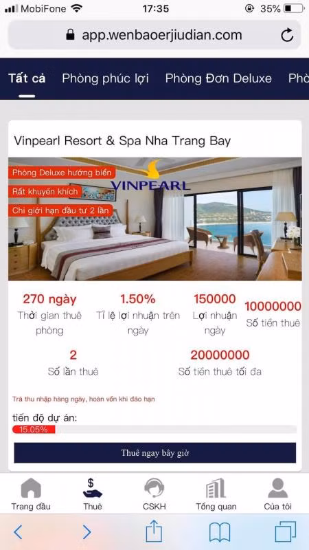Thông tin quảng cáo trên trang mạng.