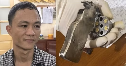 Đối tượng Vương và tang vật bị thu giữ Đối tượng Vương và tang vật bị thu giữ