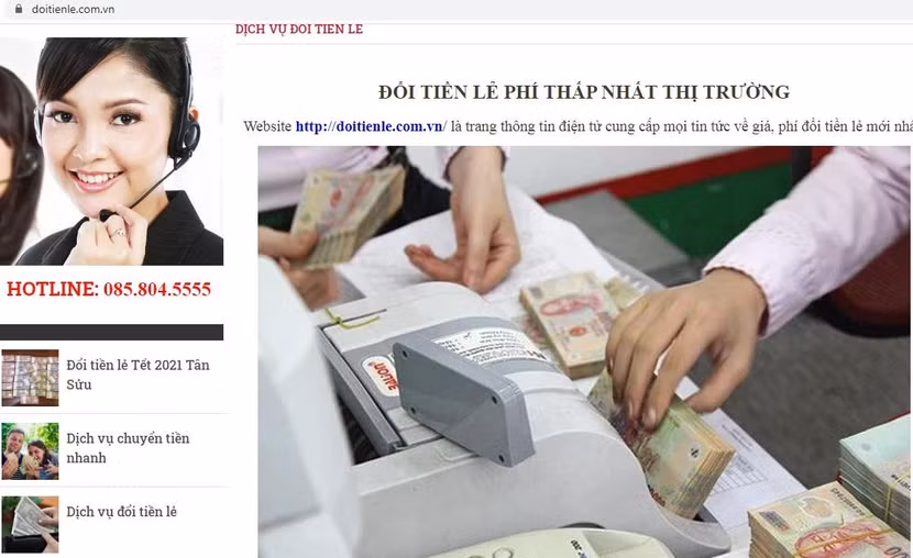 Dịch vụ đổi tiền lẻ tràn lan, công khai trên các trang mạng