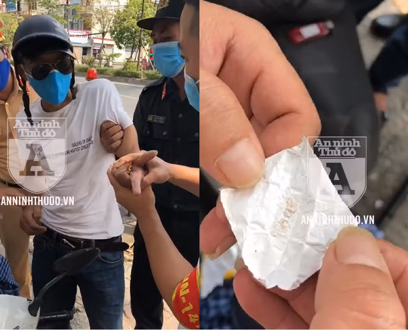 Đối tượng ngoan cố, vò nát và nắm chặt bao thuốc lá chứa ma túy trong tay