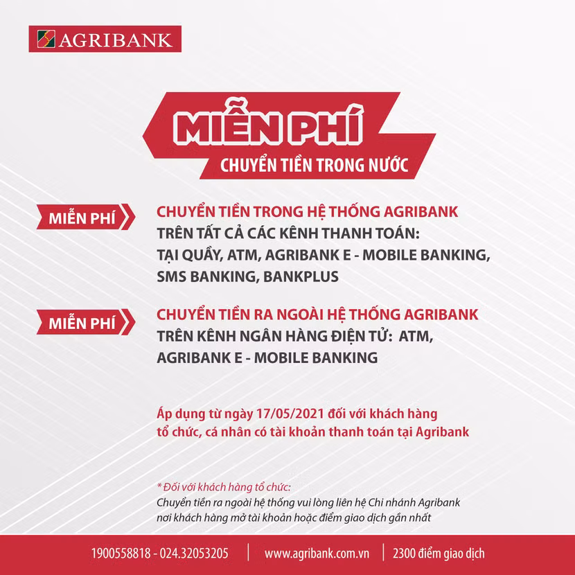 Chương trình áp dụng tại 2.300 điểm giao dịch của Agribank Chương trình áp dụng tại 2.300 điểm giao dịch của Agribank