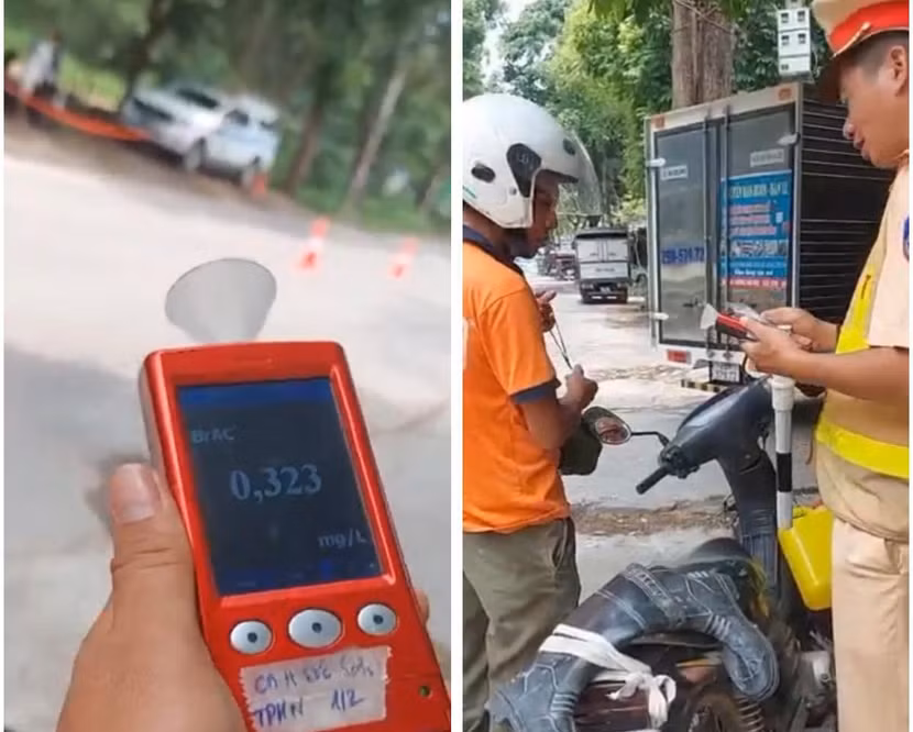 Nguyễn Văn Tựa đã vi phạm nồng độ cồn ở mức 0,323 miligam/lít khí thở