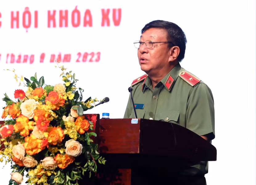 Thiếu tướng Đỗ Triệu Phong, Cục trưởng Cục Truyền thông CAND phát biểu tại Tọa đàm Thiếu tướng Đỗ Triệu Phong, Cục trưởng Cục Truyền thông CAND phát biểu tại Tọa đàm