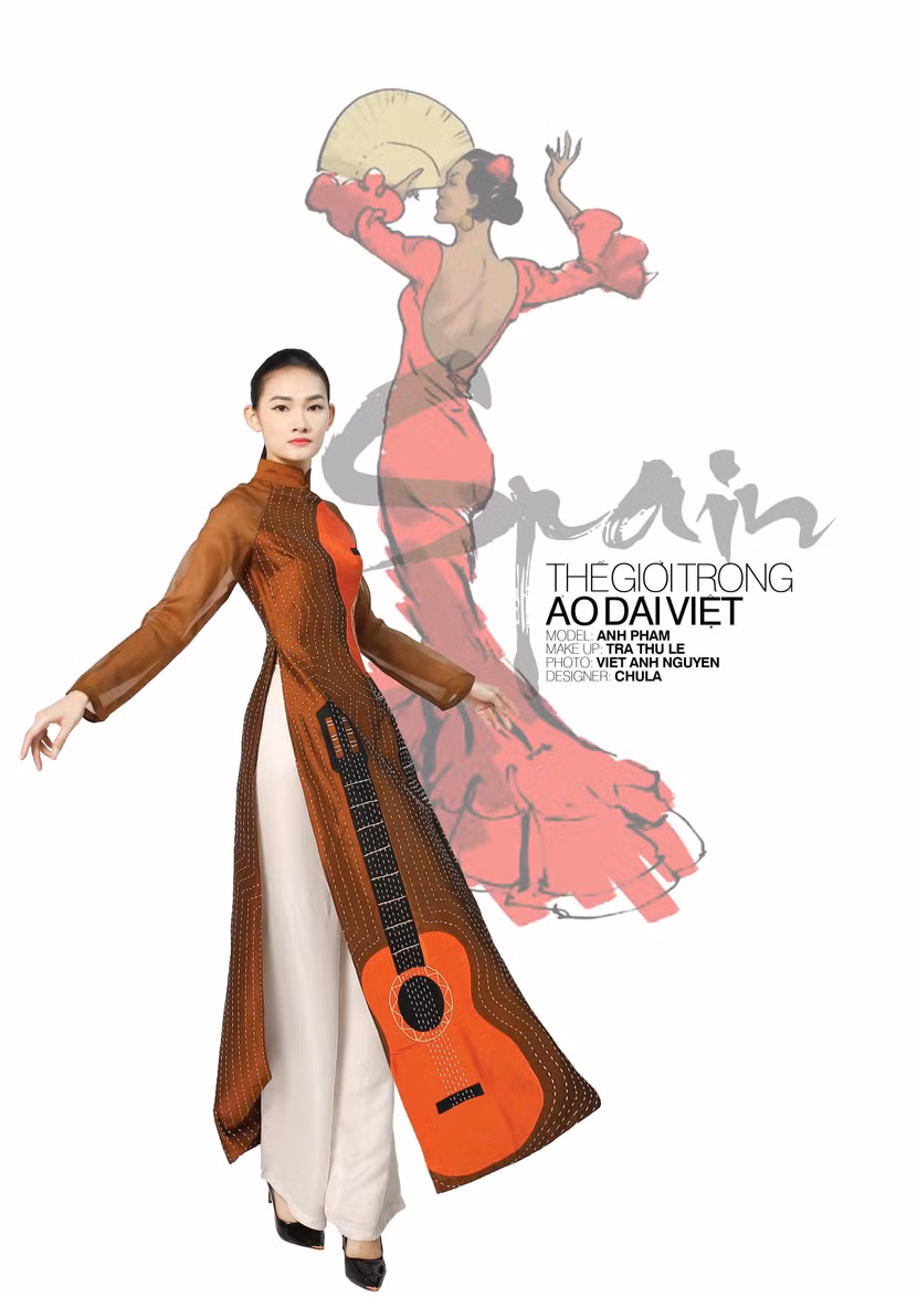 Một mẫu áo dài nằm trong bộ sưu tập của NTK Chula
