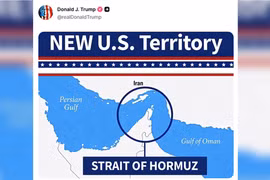 Ông Trump đăng bản đồ eo biển Hormuz với dòng chữ ‘lãnh thổ mới của Mỹ’