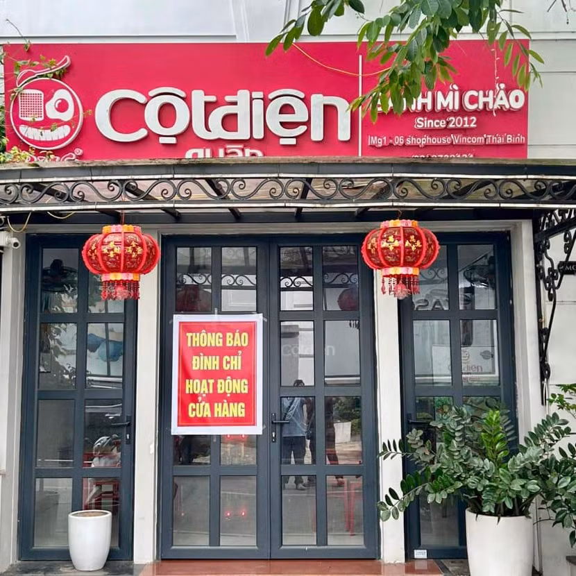 Đình chỉ vĩnh viễn cơ sở bánh mì chảo Cột Điện Quán Thái Bình Đình chỉ vĩnh viễn cơ sở bánh mì chảo Cột Điện Quán Thái Bình