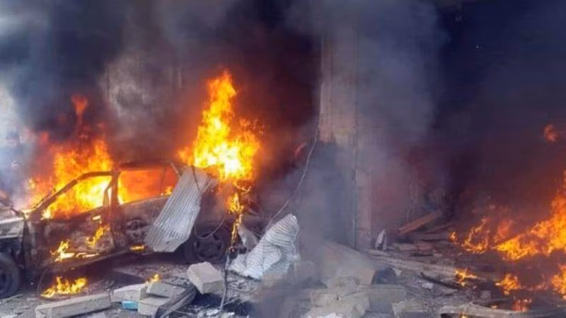 Hiện trường vụ tấn công khủng bố ở thành phố Azaz, Aleppo, ngày 31-1-2021