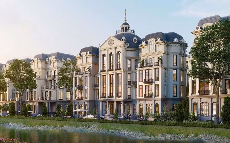 Nét cổ kính và hiện đại hòa quyện trong các thiết kế biệt thự tại Sunshine Capital Hà Nội.