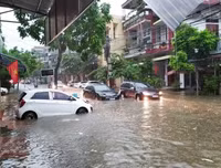 Thái Nguyên ngập lụt kỷ lục, ô tô 