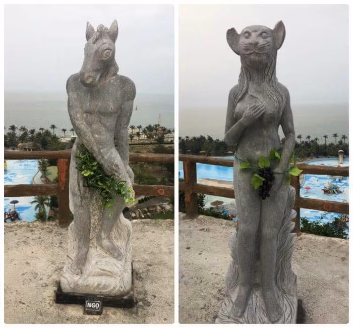 Mạng xã hội lại 'dậy sóng' khi vườn tượng 12 con giáp 'khỏa thân' được che nho xanh, đỏ ảnh 4