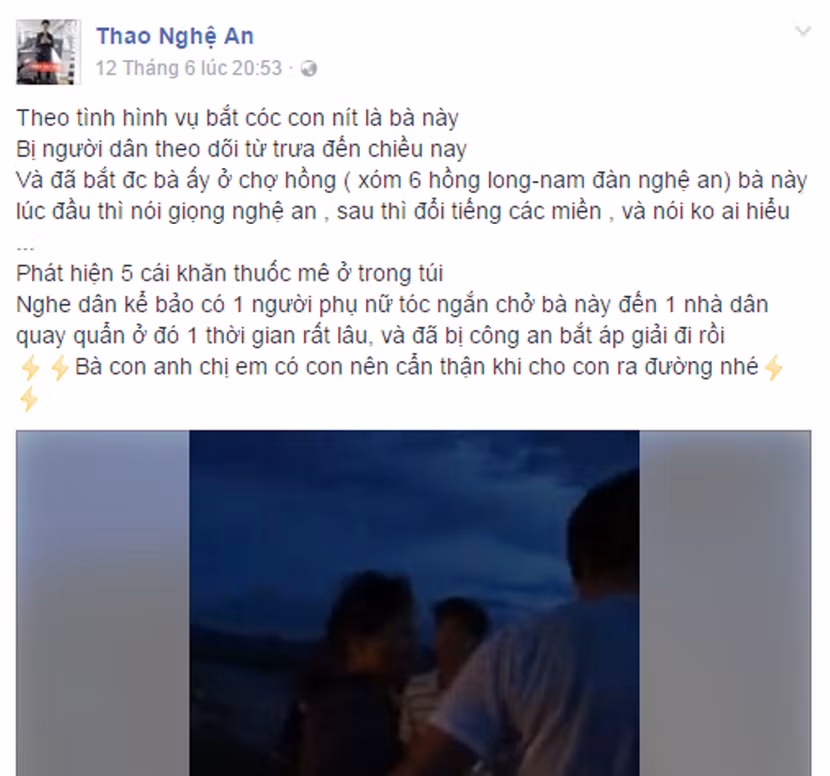 Sự thật về người phụ nữ mang theo khăn tẩm thuốc mê để bắt cóc trẻ em ảnh 1