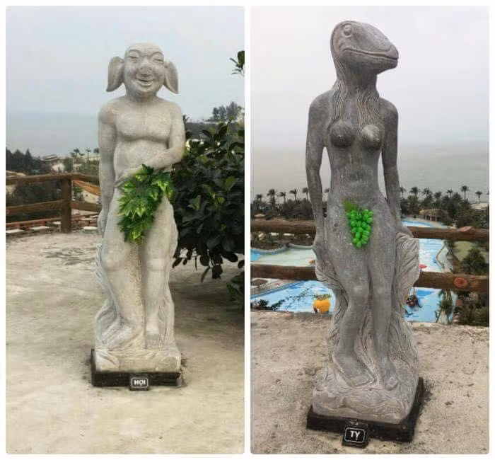 Mạng xã hội lại 'dậy sóng' khi vườn tượng 12 con giáp 'khỏa thân' được che nho xanh, đỏ ảnh 2
